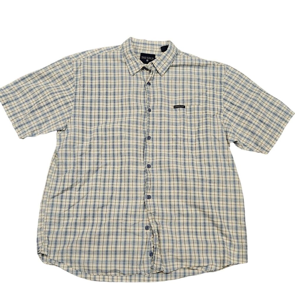 Nautica Jeans Company Men's Plaid Short Sleeve Button Down Shirt Size XL